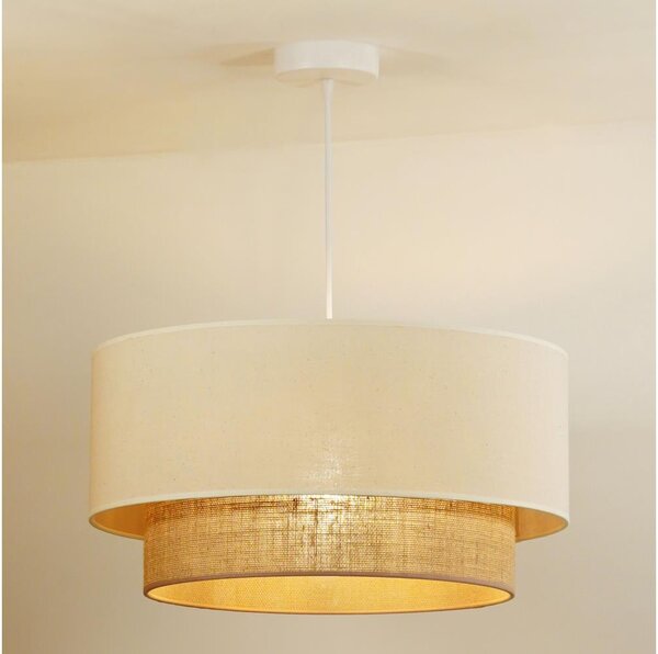 Duolla - Lustr na lanku BOHO 1xE27/15W/230V pr. 60 cm béžová/hnědá