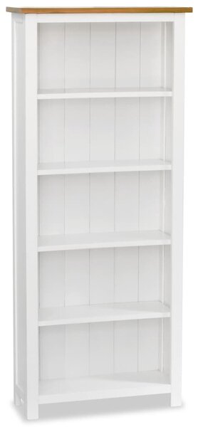 Knihovna Fripp s 5 policemi - masivní dřevo - bílá | 60 x 22,5 x 140 cm