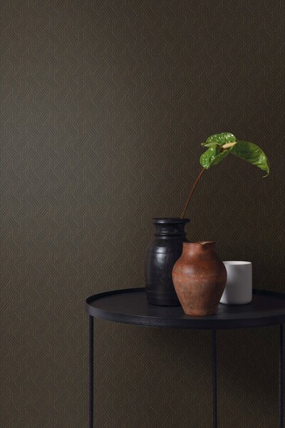 Černá geometrická vliesová tapeta na zeď, ZEN405, Zen, Zoom by Masureel