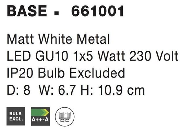 Nova Luce Bodové svítidlo BASE, GU10 1x5W Barva: Nikl