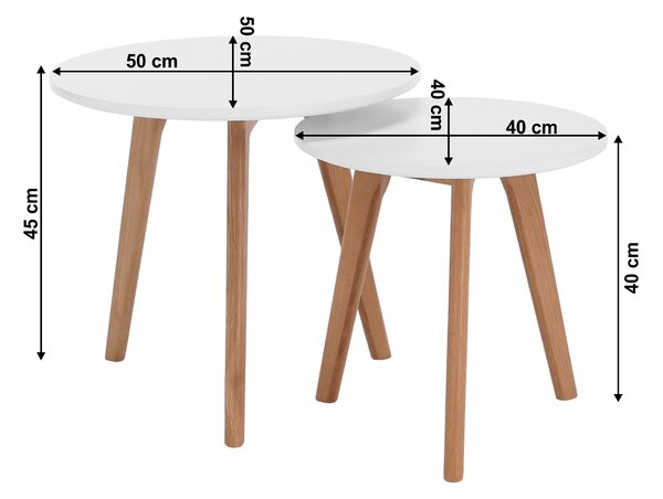 Sada 2 konferenčních stolků MALTO NEW, bílá / buk