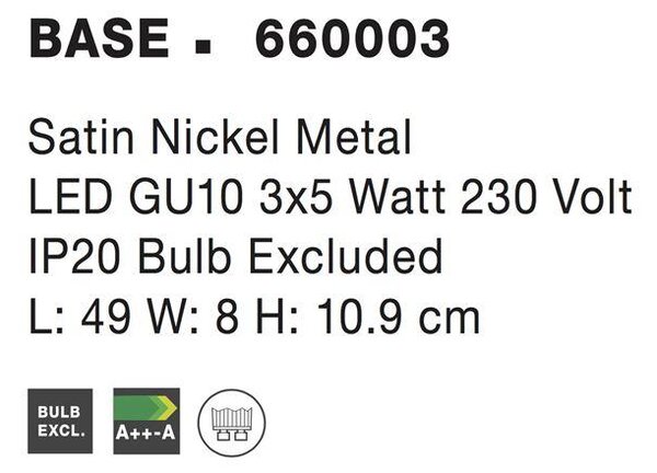 Nova Luce Bodové svítidlo BASE, GU10 3x5W Barva: Bílá