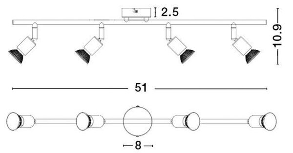 Nova Luce Bodové svítidlo BASE, GU10 4x5W Barva: Rezavá