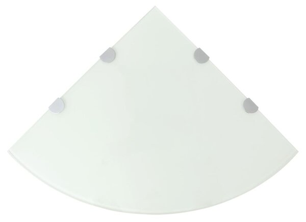Rohová police s chromovými podpěrami - sklo bílé | 45x45 cm