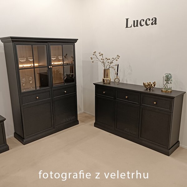 LUCCA c | vitrína W2D s policemi | 102,4 cm | černá