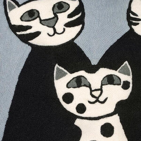 Povlak ART WOOL cat family smetanovočerná 45 x 45 cm