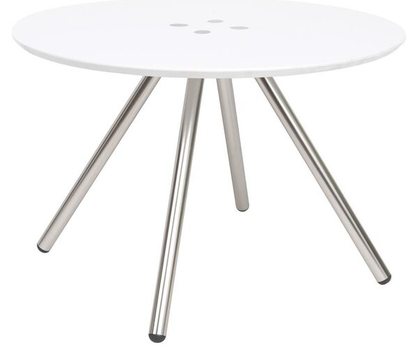 Konferenční stolek 60cm, se stříbrnými nohami Leitmotiv (Barva - bílá, stříbrná)