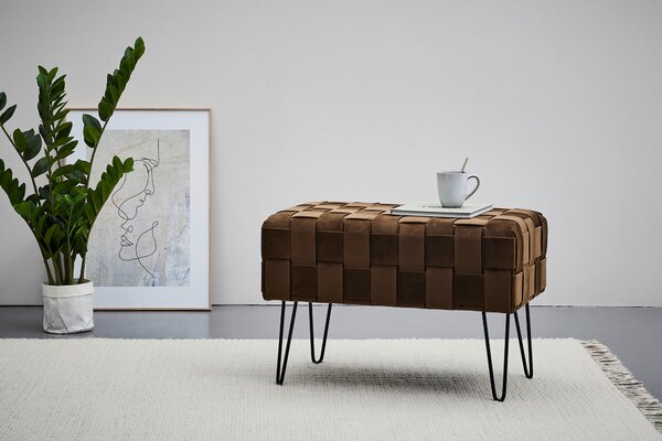 TABURETOVÁ LAVICE, kov, textil, 72/49/42 cm Xora - Taburety