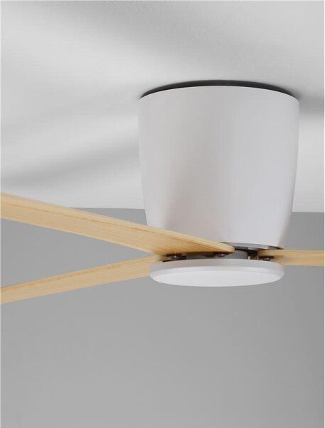 Nova Luce Stropní ventilátor DELL tělo z hliníku, 3ABS dřevěné listy Barva: Bílá