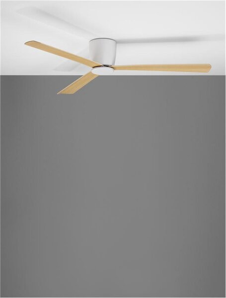 Nova Luce Stropní ventilátor DELL tělo z hliníku, 3ABS dřevěné listy Barva: Bílá