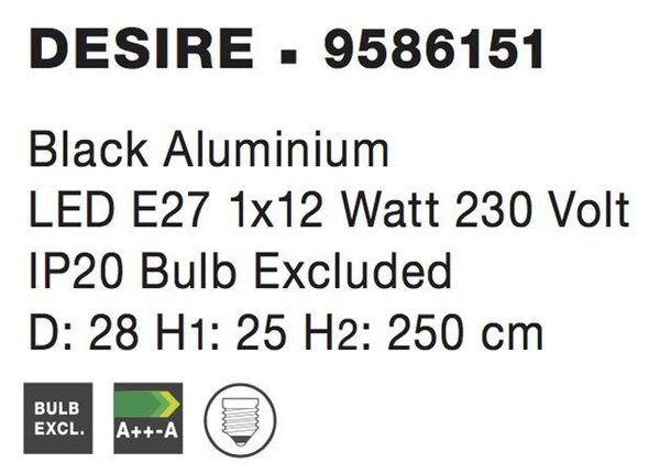 Nova Luce Závěsné svítidlo DESIRE, E27 1x12W Barva: Bílá