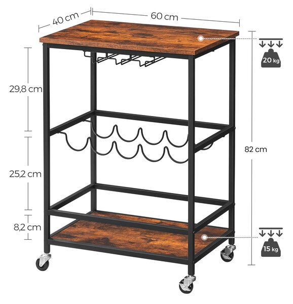 SERVÍROVACÍ VOZÍK, černá, tmavě hnědá, 60/82/40 cm MID.YOU - Online Only kuchyňské skříňky, Online Only
