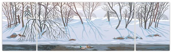 Obraz - Liška v zimní krajině (170x50 cm)