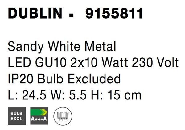 Nova Luce Bodové svítidlo DUBLIN, GU10 2x10W Barva: Bílá