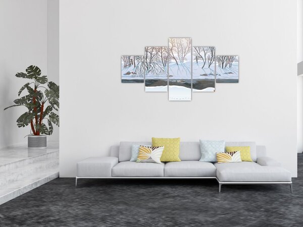 Obraz - Liška v zimní krajině (125x70 cm)