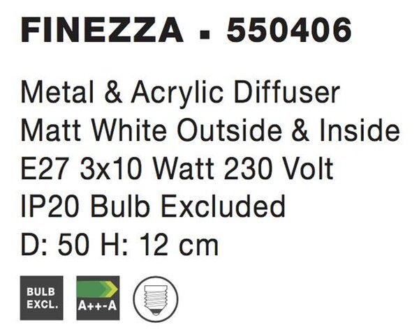 Nova Luce Stropní svítidlo FINEZZA, 50cm, E27 3x12 W Barva: Šedá