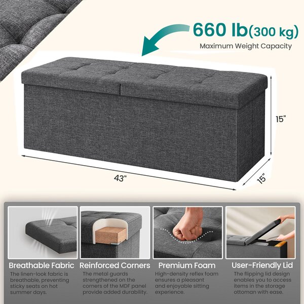 SEDACÍ BOX, textil, kompozitní dřevo, 110/38/38 cm - Taburety, Online Only