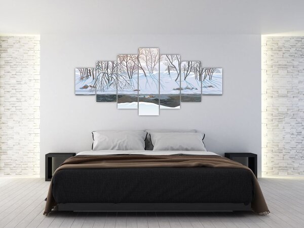 Obraz - Liška v zimní krajině (210x100 cm)
