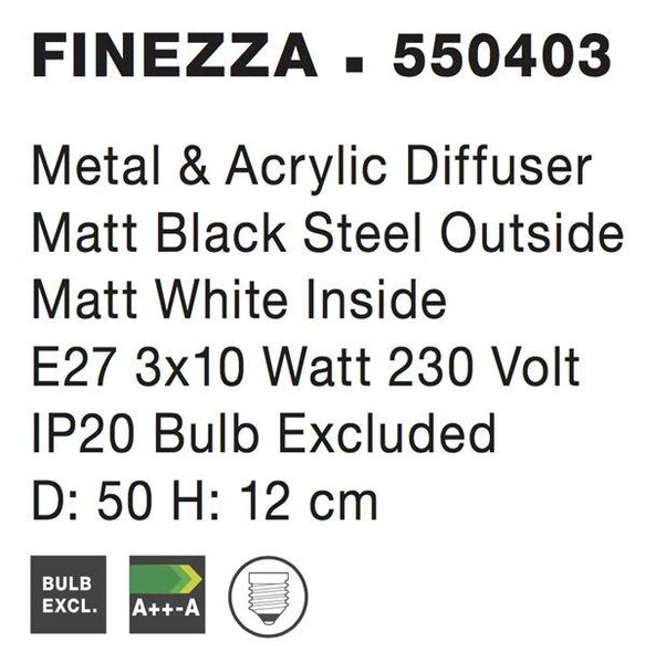 Nova Luce Stropní svítidlo FINEZZA, 50cm, E27 3x12 W Barva: Šedá
