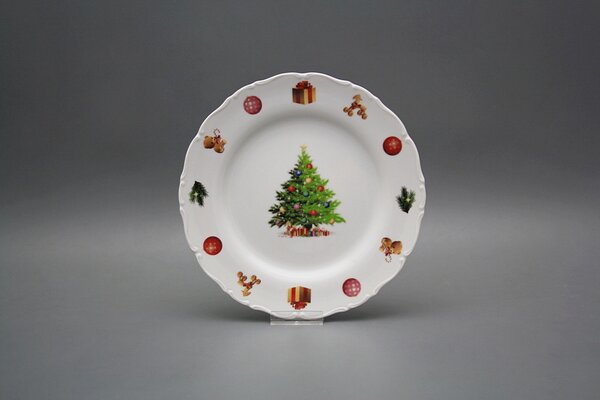 Bohemia Porcelán 1987 Talíř dezertní 19cm Ofélie Christmas Tree JBB