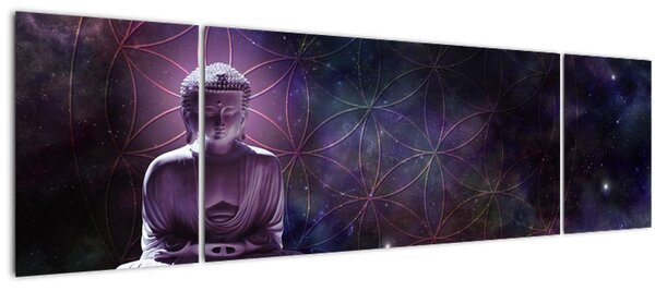 Obraz - Buddha s květy života (170x50 cm)