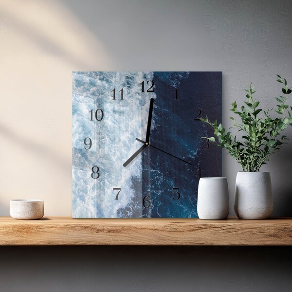 Skleněné hodiny na stěnu Oceánské vlny zskc-30x30-00181637