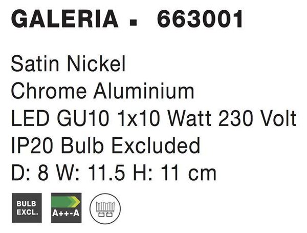 Nova Luce Bodové svítidlo GALERIA, GU10 2x10W Barva: Nikl