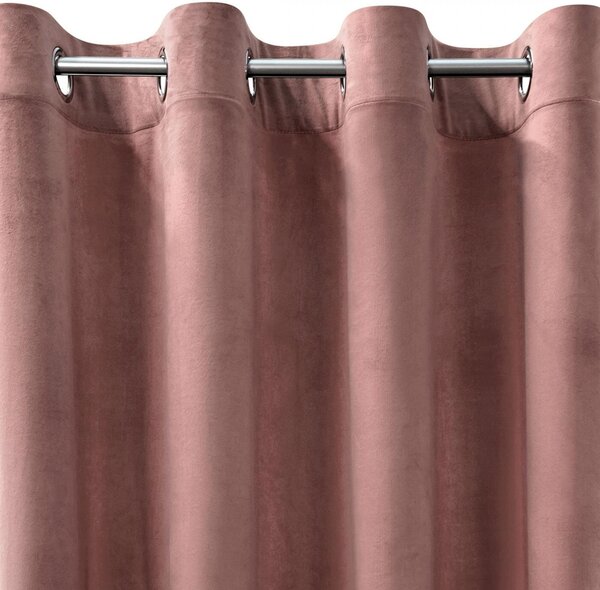 ZATEMŇOVACÍ ZÁVĚS NA KROUŽCÍCH ROSA 140X250 CM TMAVĚŘŮŽOVÁ
