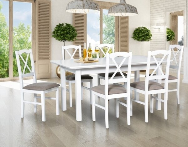 Drewmix jídelní sestava DX 37 + odstín dřeva (židle + nohy stolu) ořech, odstín dýhy (deska stolu) dub přírodní, potahový materiál látka