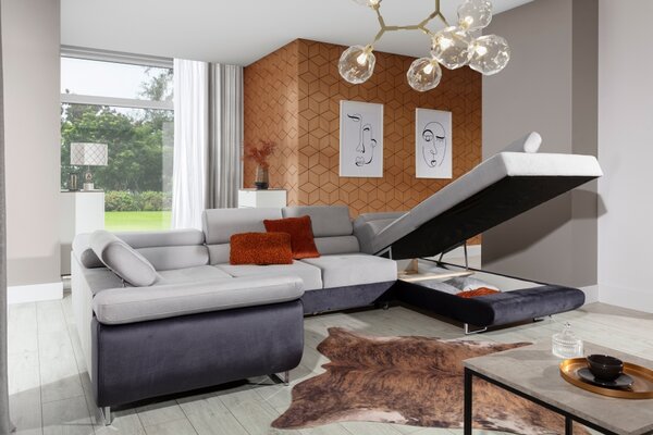 Eltap sedací souprava LETTO, rozkládací, rohová, polohovatelné záhlavníky + potahový materiál: basic, roh: pravý