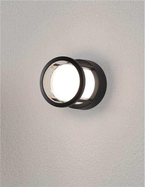 Nova Luce Venkovní nástěnné svítidlo AGOSTO černý hliník a akrylový difuzor LED 6W 3000K 120st. IP54