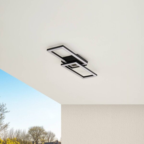 Lindby LED venkovní stropní svítidlo Finian, 64 cm x 21 cm, stmívatelné, stmívatelný, Černá, Plast, Moderní
