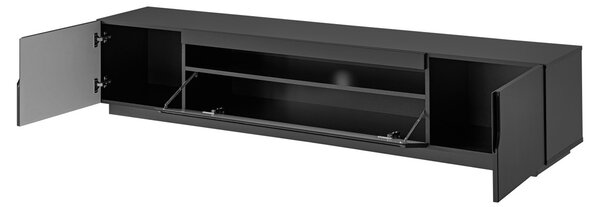 TV stolek Loftia 200 cm dvoudveřový s výklenkem - černý mat