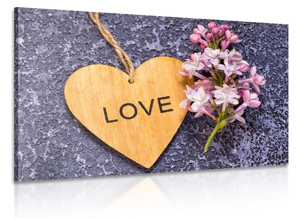 Obraz dřevěné srdce s nápisem Love