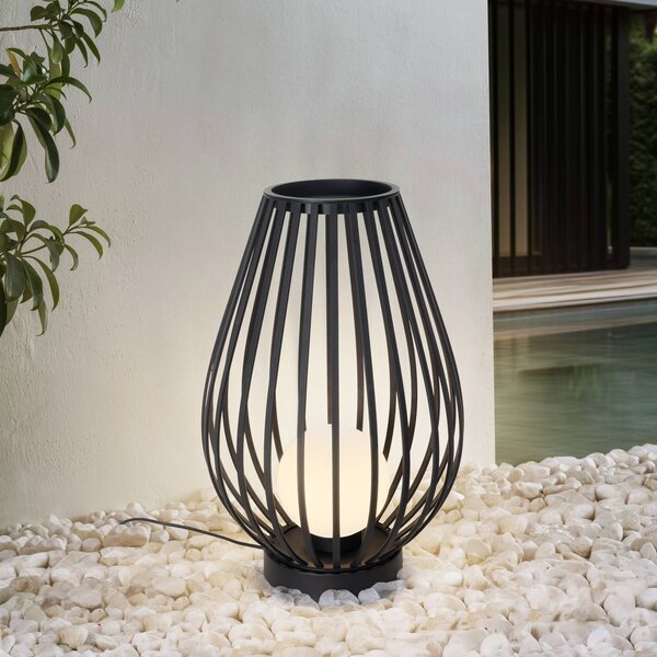 Lucande Terasové svítidlo Marrin, černá barva, kov, Ø 46 cm, Černá, kov, Moderní