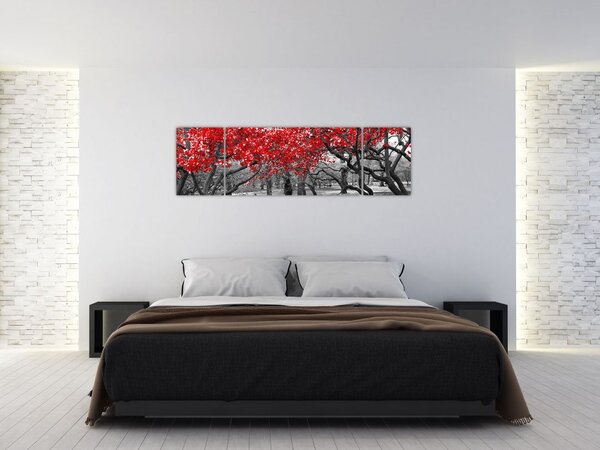 Obraz - Červené stromy, Central Park, New York (170x50 cm)