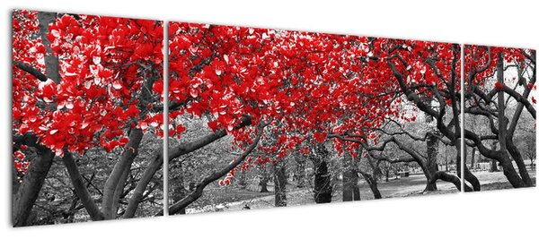 Obraz - Červené stromy, Central Park, New York (170x50 cm)