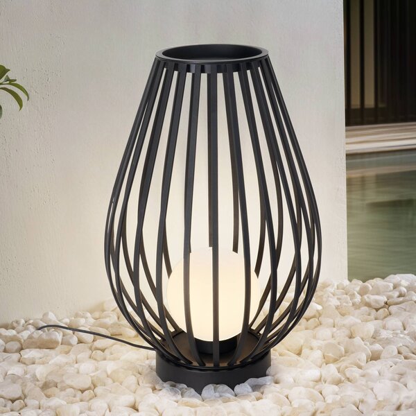 Lucande Terasové svítidlo Marrin, černá barva, kov, Ø 46 cm, Černá, kov, Moderní