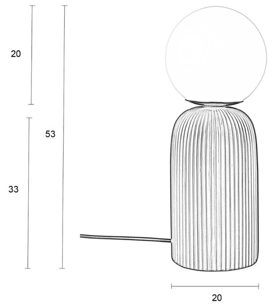Bílá skleněná stolní lampa ZUIVER DASH s béžovou keramickou podstavou