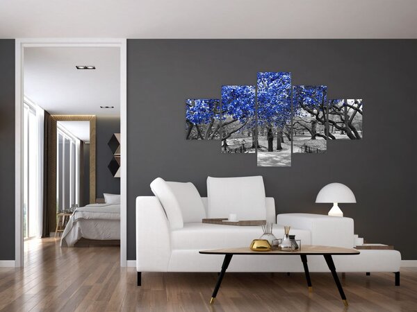 Obraz - Modré stromy, Central Park, New York (125x70 cm)