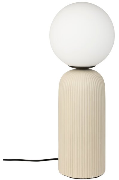 Bílá skleněná stolní lampa ZUIVER DASH s béžovou keramickou podstavou