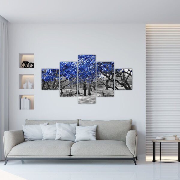 Obraz - Modré stromy, Central Park, New York (125x70 cm)
