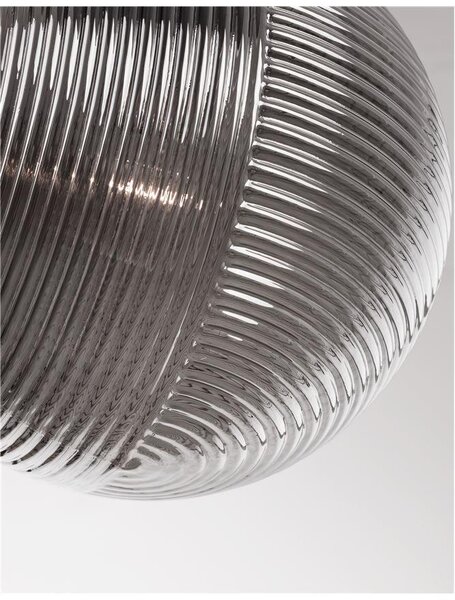 Nova Luce Závěsné svítidlo ATHENA kouřové šedé sklo matný černý kov E27 1x12W