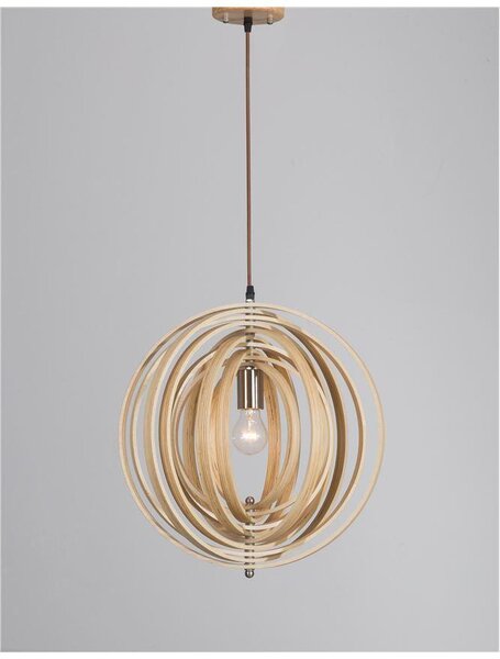 Nova Luce Závěsné svítidlo ASCO přírodní Dřevo hnědý textilní kabel E27 1x12W