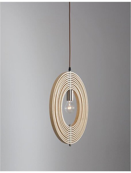 Nova Luce Závěsné svítidlo ASCO přírodní Dřevo hnědý textilní kabel E27 1x12W