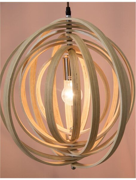 Nova Luce Závěsné svítidlo ASCO přírodní Dřevo hnědý textilní kabel E27 1x12W