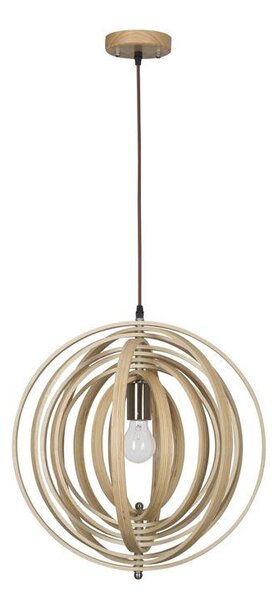 Nova Luce Závěsné svítidlo ASCO přírodní Dřevo hnědý textilní kabel E27 1x12W