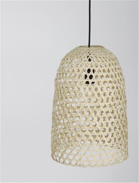 Nova Luce Závěsné svítidlo AURORA přírodní ratan černý kabel E27 1x12W