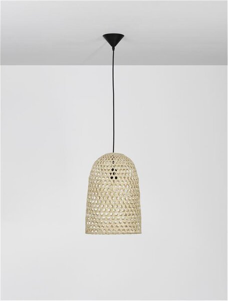Nova Luce Závěsné svítidlo AURORA přírodní ratan černý kabel E27 1x12W