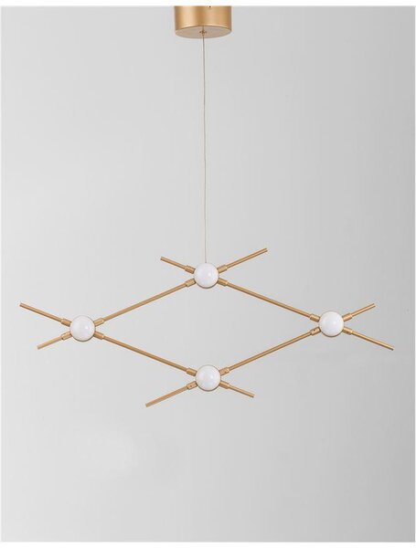 Nova Luce Závěsné svítidlo ATOMO zlatý kov a akryl LED 4 x 2.4W 3000K